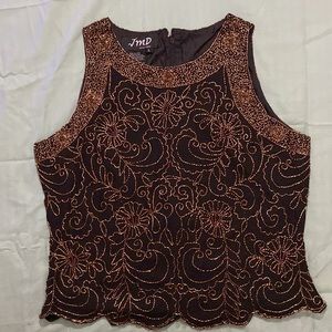 Vintage Beaded Sleeveless blouse with floral design Used in Good condition